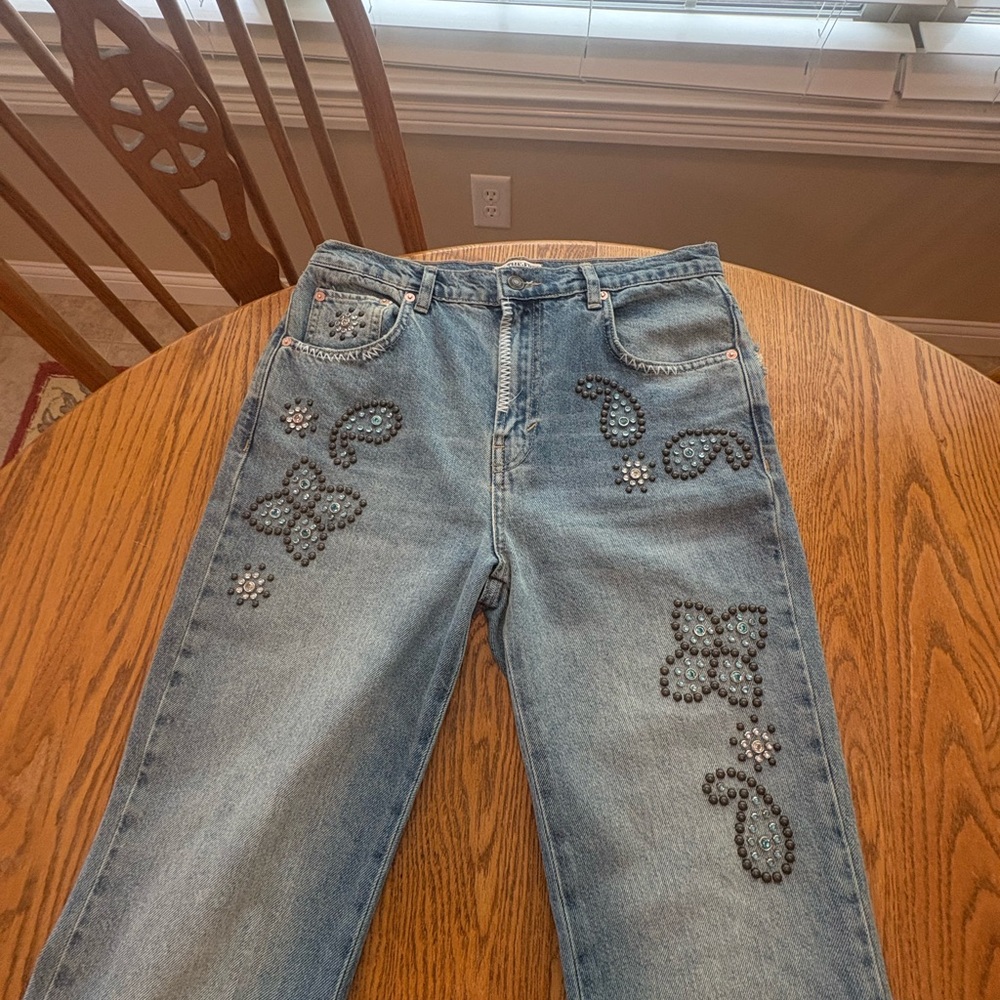 We the Free Wiley Embellished Bootcut Jeans Studded Distressed Ripped 28 33” ins - Picture 5 of 14